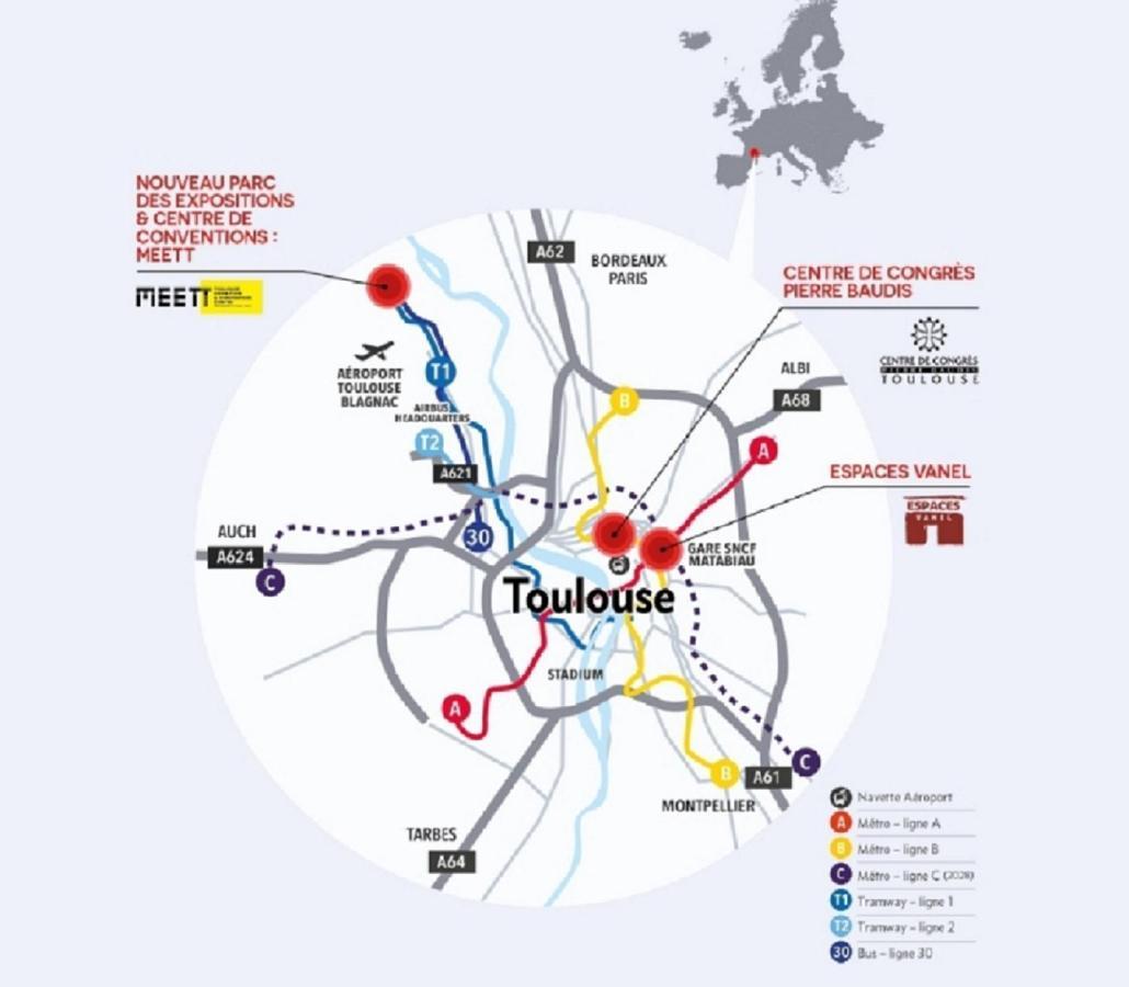 :) Spacieux T4 Aeroport, Ensoleille, Deco Soignee 블라냑 외부 사진